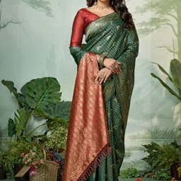 DIVASTRI Woven Design Zari Pure Silk Heavy Work Banarasi Saree-picture-32
