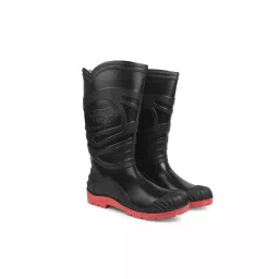 Borris Life High Ankle Steel Toe Black Upper and Red Sole Safety Gum Boots Size 6 UK-image-30