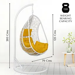 Swingzy White & Yellow Textured Hammock Swing With Cushion Set image 3