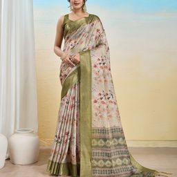 DIVASTRI Floral Printed Zari Tissue Saree-image-59