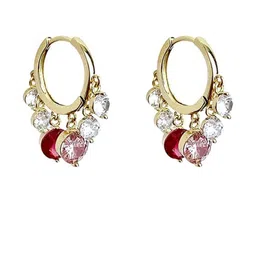 Arzonai Gold-Plated Zircon Studded Classic Shaped Hoop Earrings-46