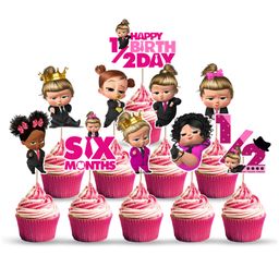 Zyozi Girl Theme Half Birthday Cupcake Toppers Pink - Pack of 10-image-6