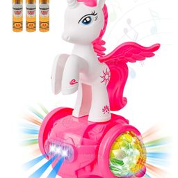 Fiddlerz 360 Degree Rotating Musical Little Horse With 5D Light & Musical Sound - Pink (Color May Vary)-14