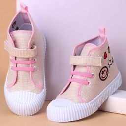 Cute Walk by Babyhug Casual Shoes with Velcro Closure Emoji Design - Pink-image-76