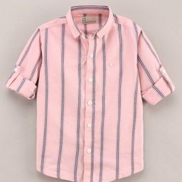 Jash Kids Full Sleeves Cotton Shirt Striped - Peach-image-79