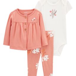 Carter's 3 Piece Little Cardigan Set - Coral-image-86