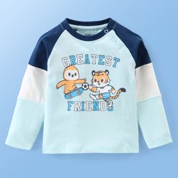 Babyoye 100% Cotton Placement Print Full Sleeves T-Shirt With Wild Animal Print -Blue-image-51