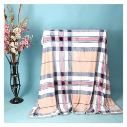 Kidlingss Checks Design Single Bed Fleece Blanket - Brown-image-59