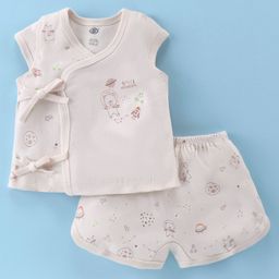 ero Interlock Knit Half Sleeves Shorts Night Suit with Space & Teddy Bear Print - Cream-image-75