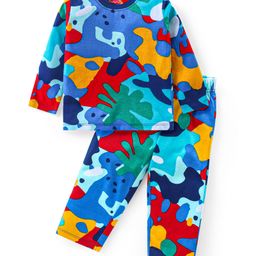 Babyhug Cotton Knit Full Sleeves Night Suit Abstract Print- Multicolour-image-30