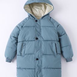 Kookie Kids Full Raglan Sleeves Hooded Padded Jacket - Blue-image-36