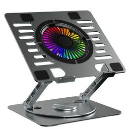 Portronics POR-2002 My Buddy Spinlight Laptop Stand with Cooling Fan, 360° Rotating Base, Adjustable Height & Angle, RGB Lights, Aluminium Alloy Body for Upto 15.6 Laptops and Tablets (Silver)-14