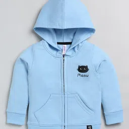 giniekids Cotton Lycra Full Sleeves Solid Hoodies - Blue-picture-34