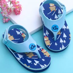 Babyoye Velcro Closure Flip Flops with Bear Print - Blue-picture-15