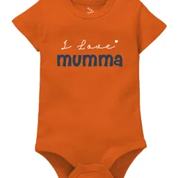 Zeezeezoo 100% Cotton Mothers Day Theme Half Sleeves I Love Mumma Text Printed Onesie - Orange-picture-30