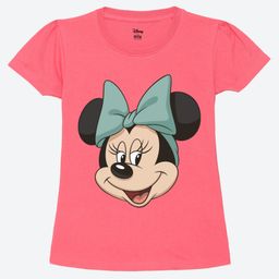 Wear Your Mind Cotton Disney Mickey & Friends Featuring Half Sleeves Minnie Mouse Printed Tee - Hot Pink-picture-41