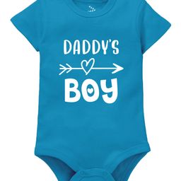 Zeezeezoo 100% Cotton Fathers Day Theme Half Sleeves Daddys Boy Text Printed Onesie - Blue-image-62