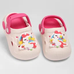 KIDLINGSS Unicorn Applique Detailed Perforated Slingback Clogs - White & Pink-picture-49