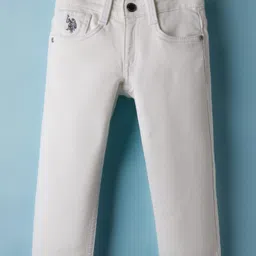 US Polo Assn Cotton Knit Full Length Solid Colour Jeans - White-picture-43