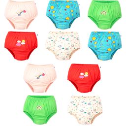SuperBottoms Pure Cotton Knit Pack Of 10 Rainbow & Clouds Printed Briefs - Multi Colour-picture-26