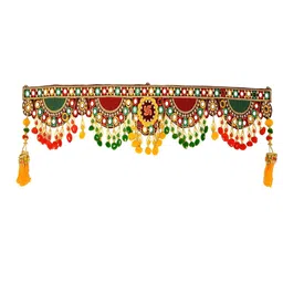 NARYA TRADITIONAL Maroon & Yellow Mirror Work Design Festive Toran-image-62