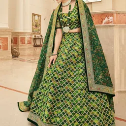 DIVASTRI Embroidered Sequinned Semi-Stitched Lehenga & Unstitched Blouse With Dupatta image 3
