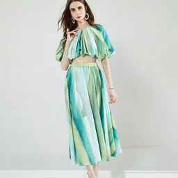 JC Collection Printed Top with Skirt-21