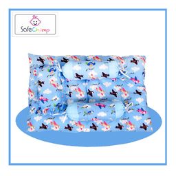 SafeChamp Skyler  Baby 4 Piece Bedding Set with Pillow And 2 Bolsters And  Sleeping Bag And Bedding Set Combo - Blue image 4