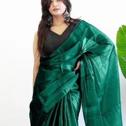 Anouk Solid Tissue Saree with Blouse Piece image 4
