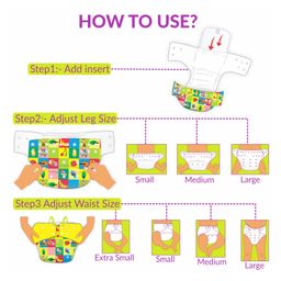 Bembika Reusable Cloth Diaper With Insert Pack of 4  Multicolour image 5