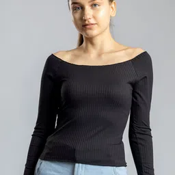 PYR8 Striped Off-Shoulder Cold-Shoulder Top-image-64