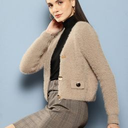 Chemistry Women Woollen Cardigan with Stylised Buttons-image-47