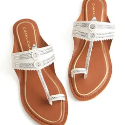 CHAAL CHALAN Women Ethnic T-Strap Flats with Tassels-image-31