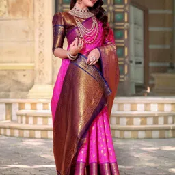 jayant creation Pink Silk Blend Barasi Sarees-picture-26