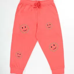 KiddoPanti Girls Smileys Printed Pure Cotton Jogger-picture-30