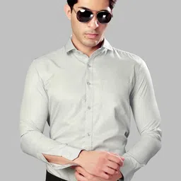 UR ETHICS Men Grey Self Design Slim Fit Premium Semiformal Shirts-picture-36