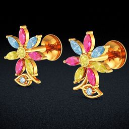 Joyalukkas Women Floral Stem Grace Gold Stud Earrings-picture-46