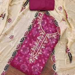 DIVASTRI Floral Printed Beads & Stones Unstitched Dress Material-image-54