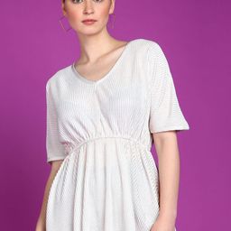 Popwings Self Design V-Neck Longline Top-picture-1