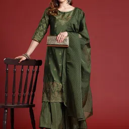 Anouk Ethnic Motifs Print Kurta with Sharara & Dupatta-image-28