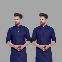 VS MALL Men Navy Blue Kurtas-image-91