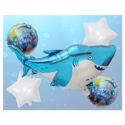 AMFIN Shark Theme 1st Birthday Metallic Decoration Balloons Multicolour - Pack of 5-image-81