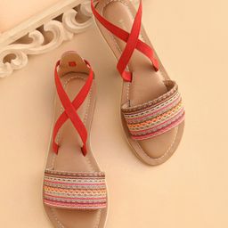 Earthy Touch Premium Ethnic Print Slip On Mojaris - Red-image-60