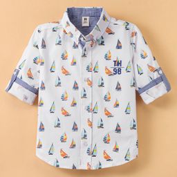Toffyhouse 100% Woven Cotton Full Sleeves Shirt Boat Print - White-image-66