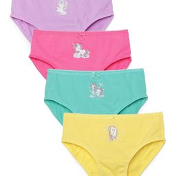 Charm n Cherish 100% Cotton Pack Of 4 Unicorn Printed Panties  - Multi Colour-image-14