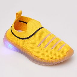 Priaansha Kids Solid Mesh Designed LED Slip On Shoes - Yellow-image-54