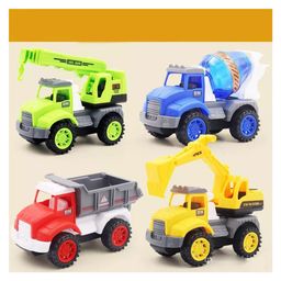 SVE City Server Toys 4 Pcs Set with Cement Mixer Excavator Crane Dumper Truck Toys Friction Powered Push and Go Toy Cars for Kids - Multicolor-13
