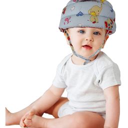 Luvlittle Adjustable Cushioned Baby Safety Helmet Elephant Printed  - Blue (Print May Vary)-14