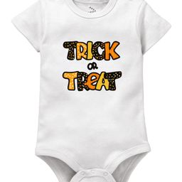 Zeezeezoo Half Sleeves Halloween Theme Trick & Treat Text Printed Baby Onesie - White-picture-20