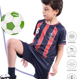 Pine Active Half Sleeves Tee with Shorts France Football Set - Red & Navy Blue-image-64